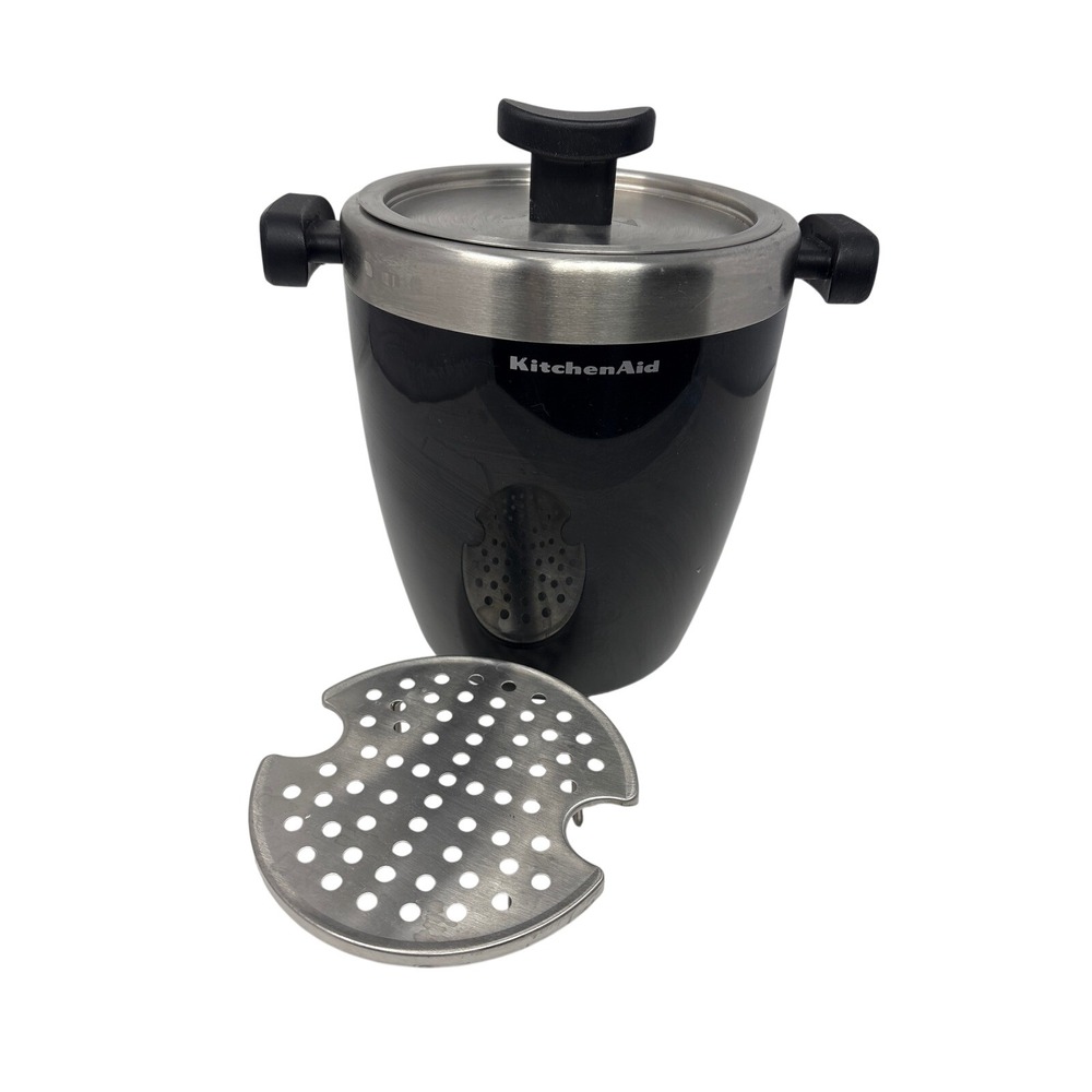 KitchenAid Insulated Ice Bucket with Lid and Drain Grate Black Stainless Steel
